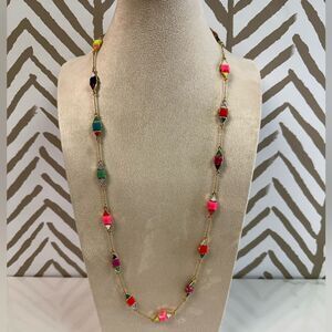 Kate Spade Pueblo Tiles Multicolor Gold Long Necklace